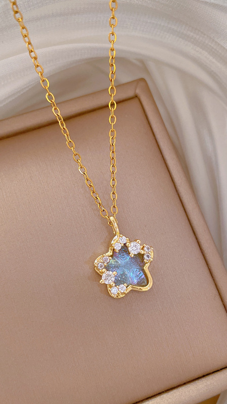 [Titanium Steel] Colorful Stars Full Diamond Fashion Light Luxury Elegant Gorgeous Full Diamond Necklace Women's All-match Clavicle Chain Titanium Steel — 4