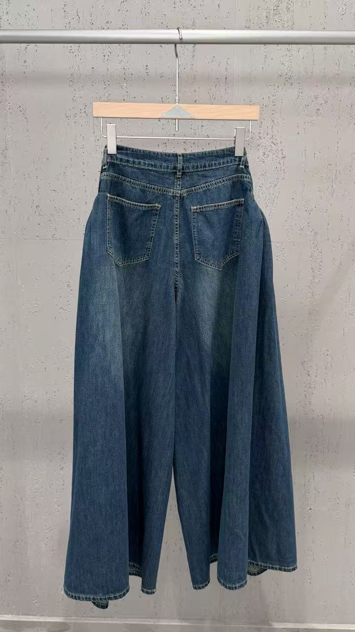 2026 fall/winter cross-border retro high-waisted wide-leg jeans with double-side pleated design - trendy, slimming, and instagram-worthy — 4