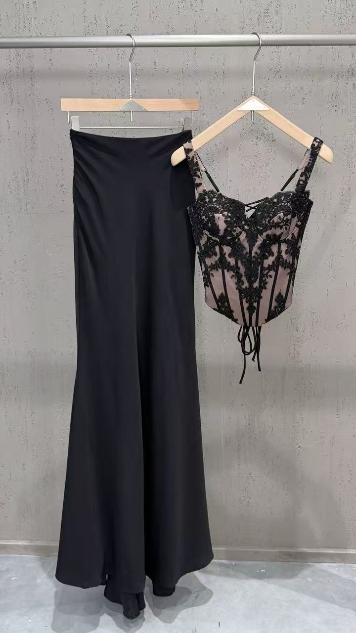 2026 cross-border french-style lace embroidered camisole maxi dress set: elegant, intellectual, slimming, and trendy — 5