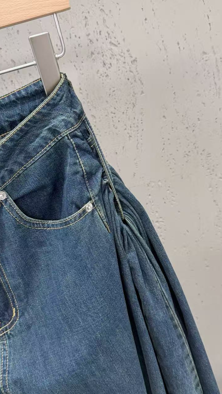 2026 fall/winter cross-border retro high-waisted wide-leg jeans with double-side pleated design - trendy, slimming, and instagram-worthy — 8