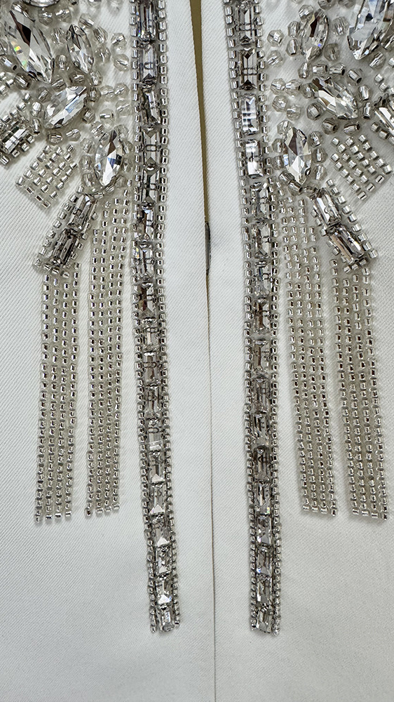 Ready-to-ship 2026 new european and american fashion heavy beaded and rhinestone embellished peter pan collar blazer and pants two-piece set — 11