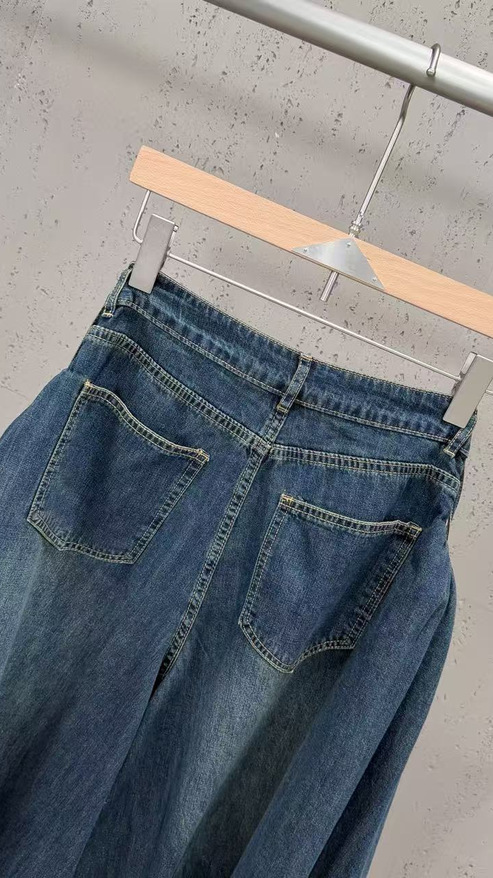 2026 fall/winter cross-border retro high-waisted wide-leg jeans with double-side pleated design - trendy, slimming, and instagram-worthy — 12