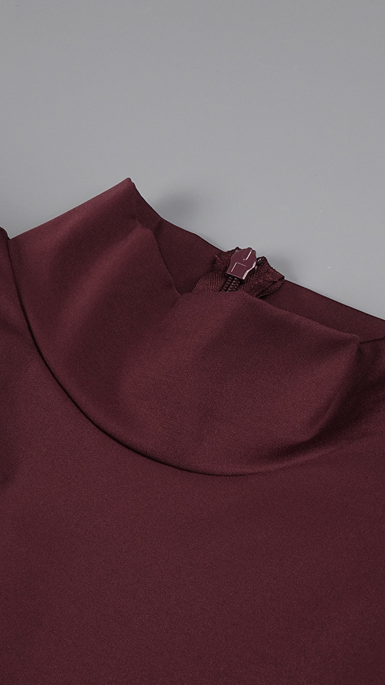 In stock | New Fashion Sexy Hollow-Out Waist-Revealing Ruched High-Neck Long-Sleeve Bodycon Dress for Women — 20