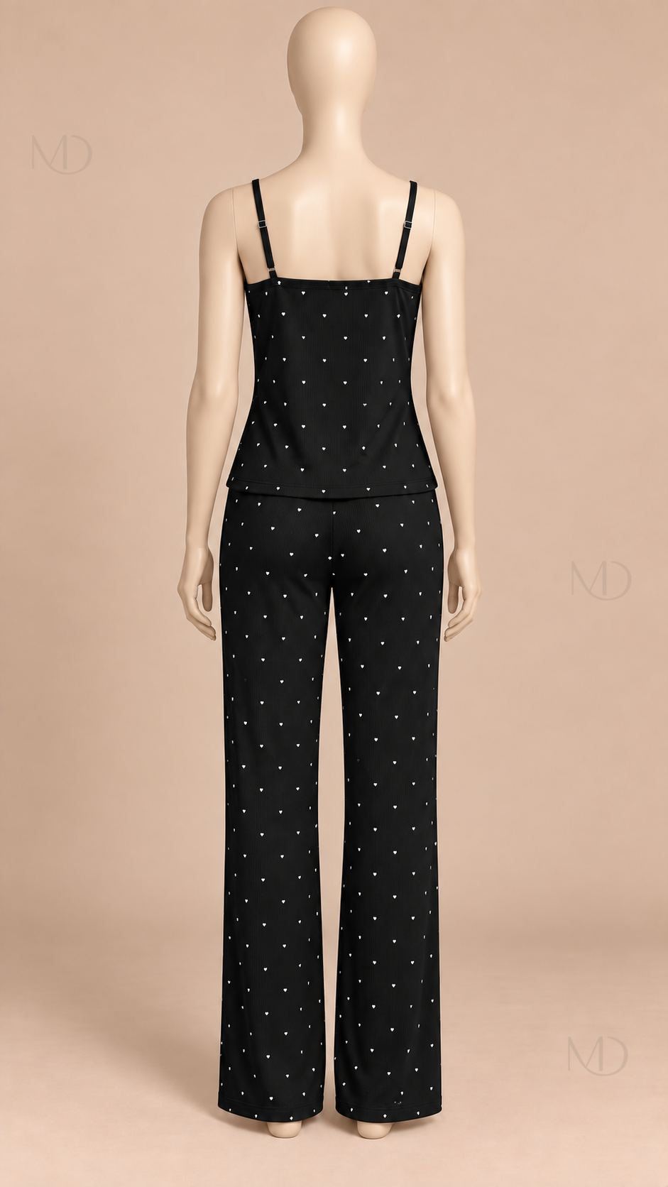 Talia Dotted Cami Set Black mannequin back
