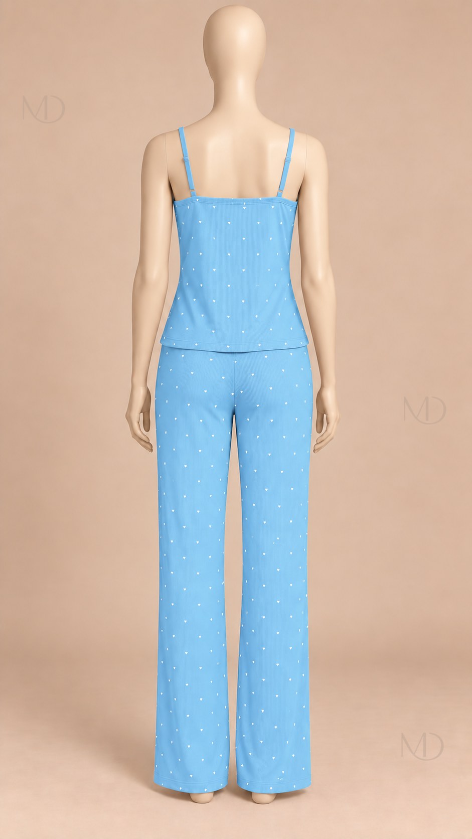 Talia Dotted Cami Set Light Blue mannequin back