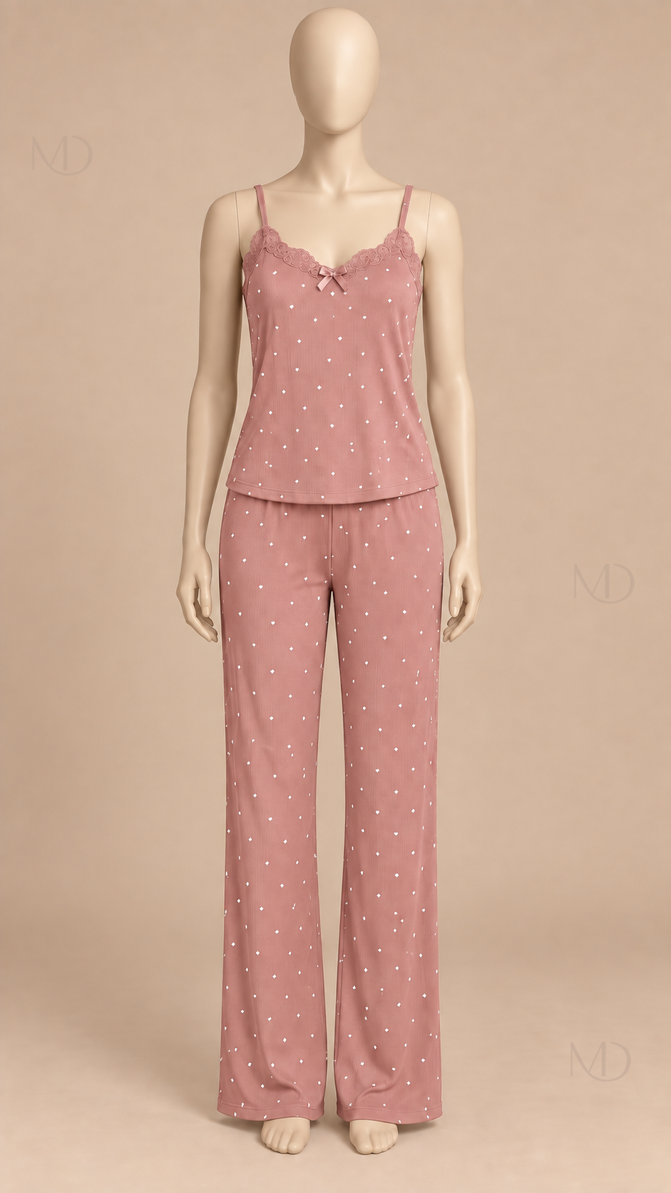 Talia Dotted Cami Set Pink mannequin front