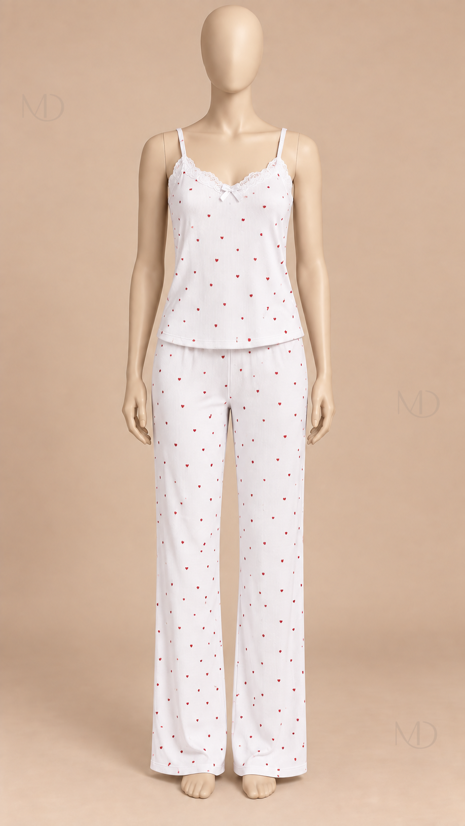 Talia Dotted Cami Set White mannequin front
