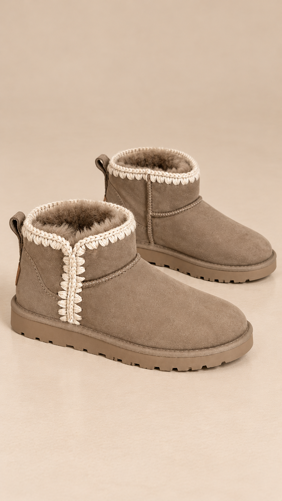 Ysella Whipstitch Mini Boot — Taupe product only
