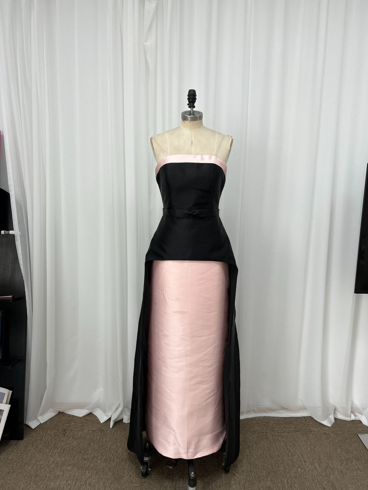 Two-Tone Mikado Cape Column Gown
