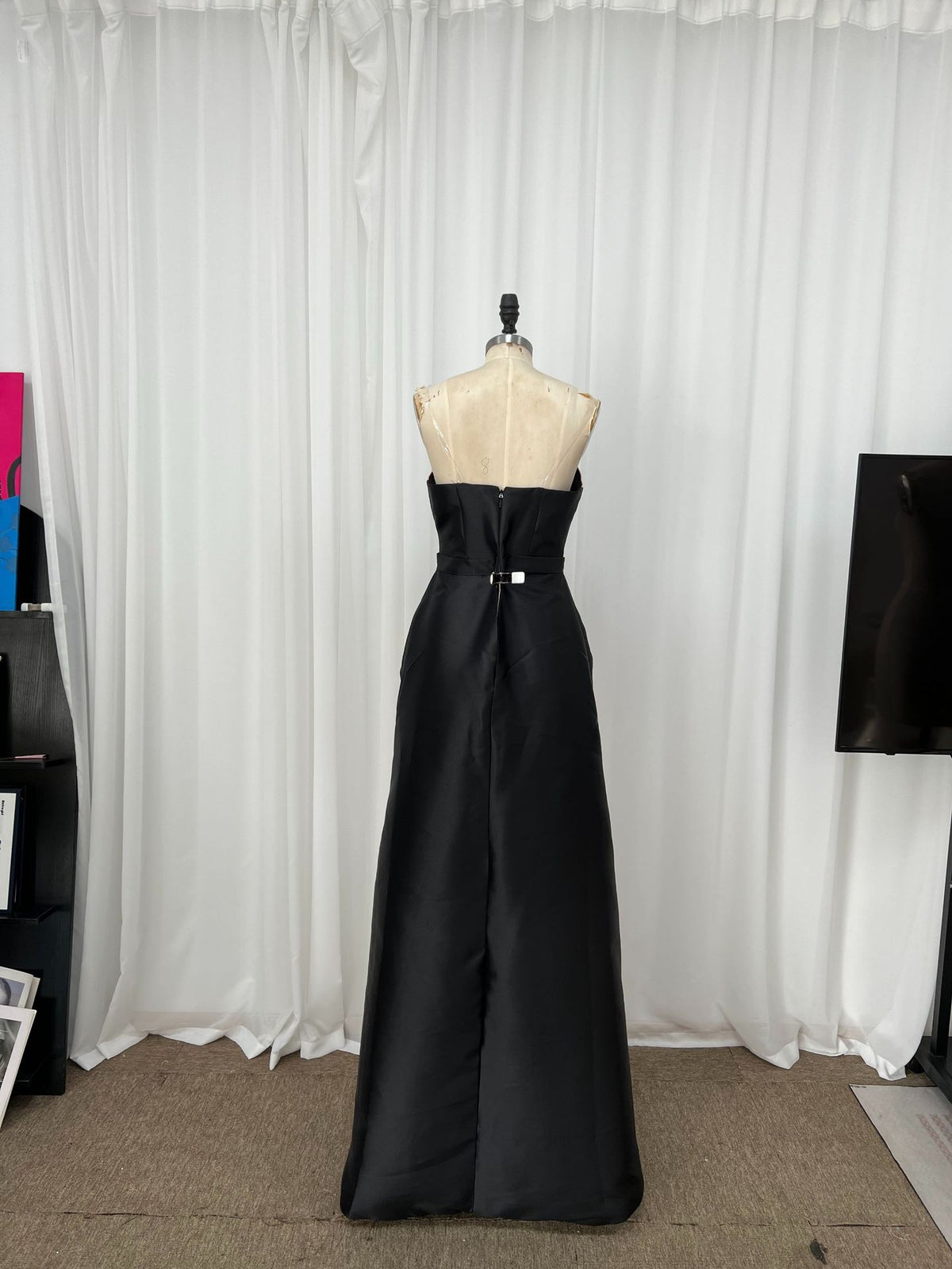Two-Tone Mikado Cape Column Gown