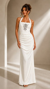 Veloura Rhinestone Halter Gown