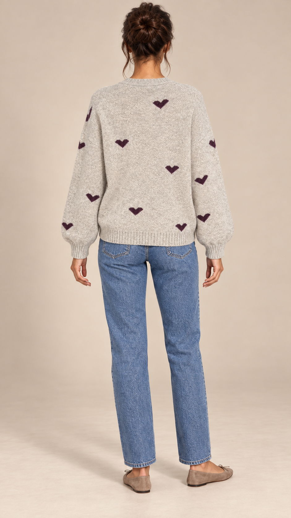 Juno Heart Sweater — Wheat model back
