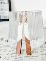 White Geometric Drop Earrings