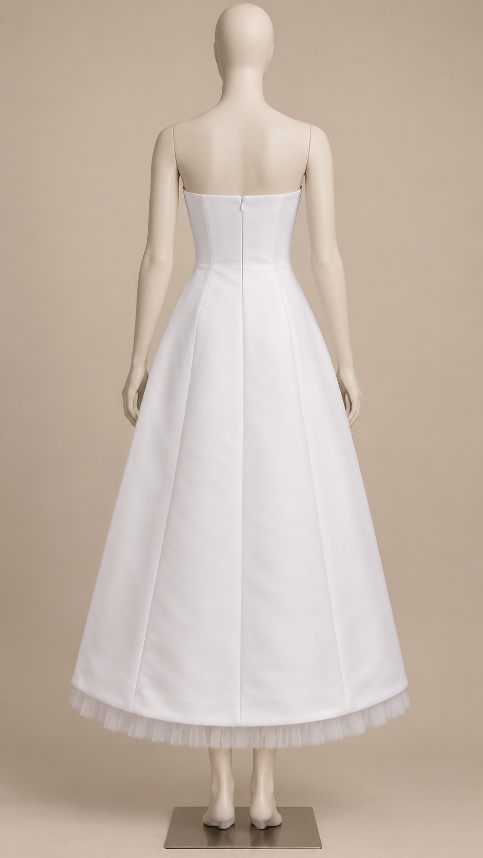 Eulalie Crystal Bandeau Dress — White Long mannequin back