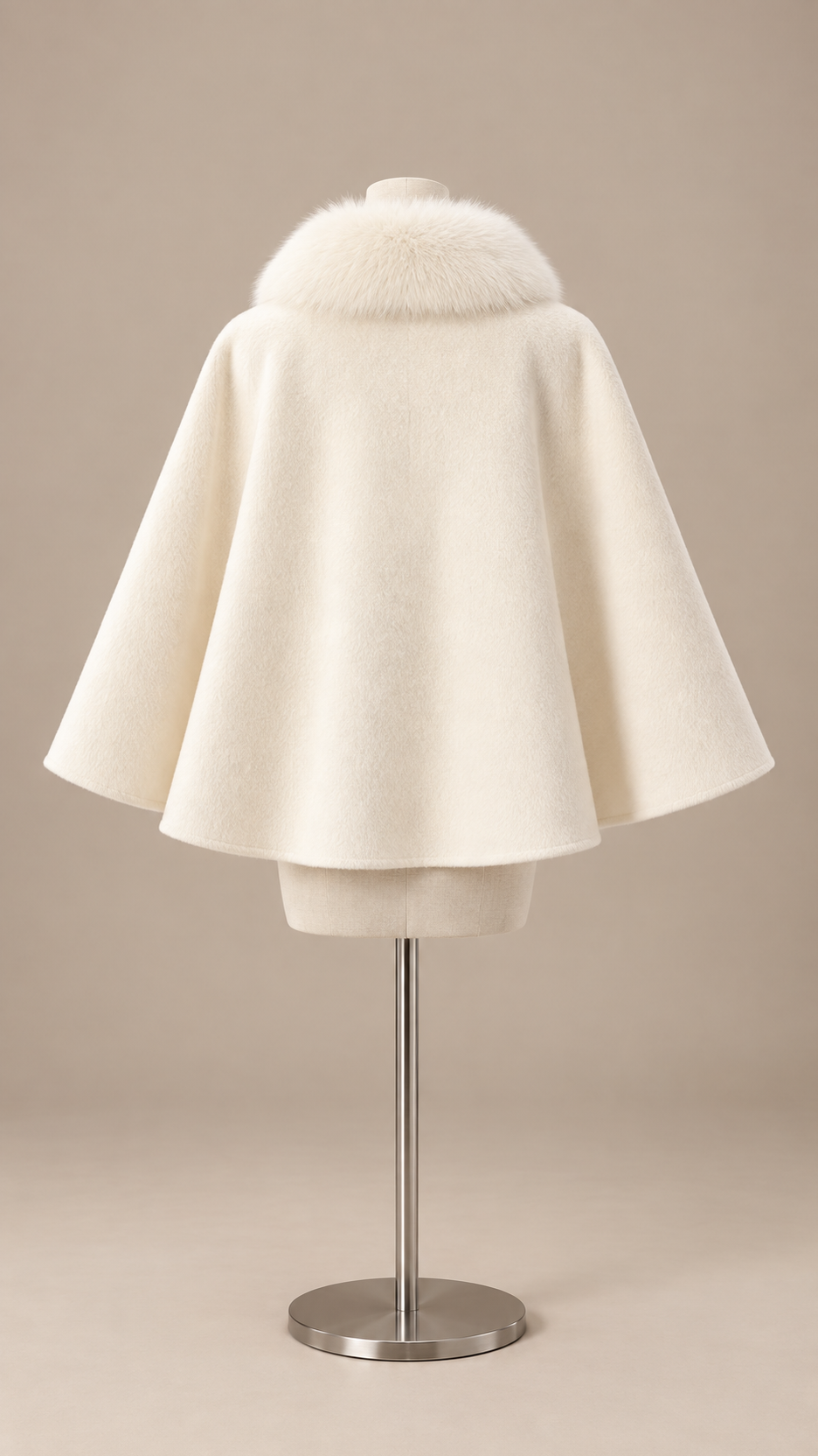 Colette Cape Coat — White mannequin back