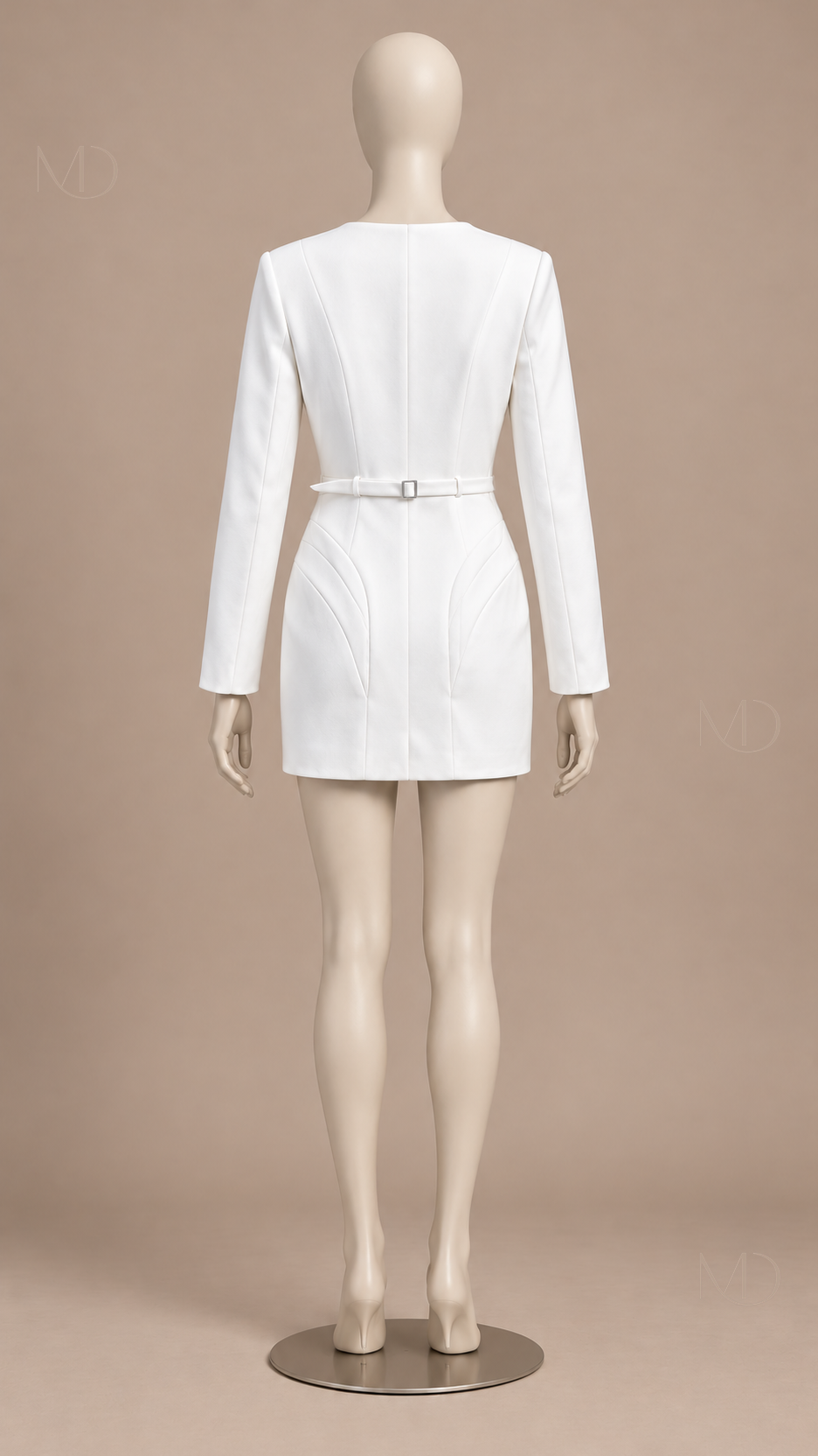 Elodie Collarless Blazer — White mannequin back