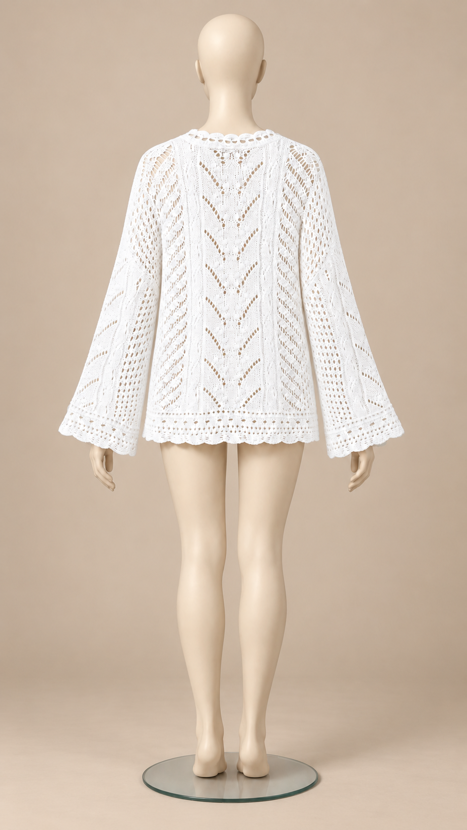 Philippa Pointelle Sweater — White mannequin back