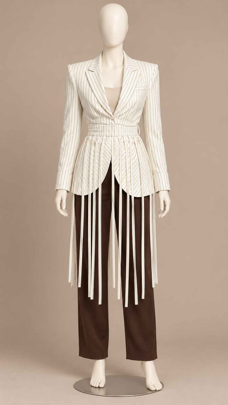 Solenne Tassel-Tie Blazer — White mannequin front