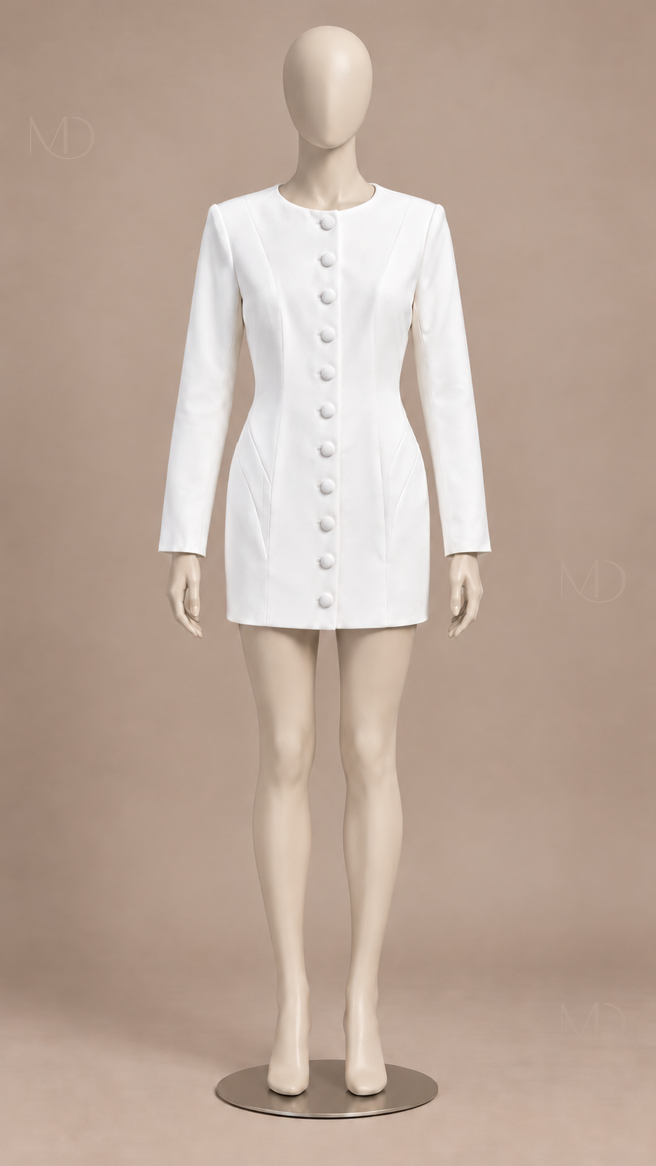 Elodie Collarless Blazer — White mannequin front