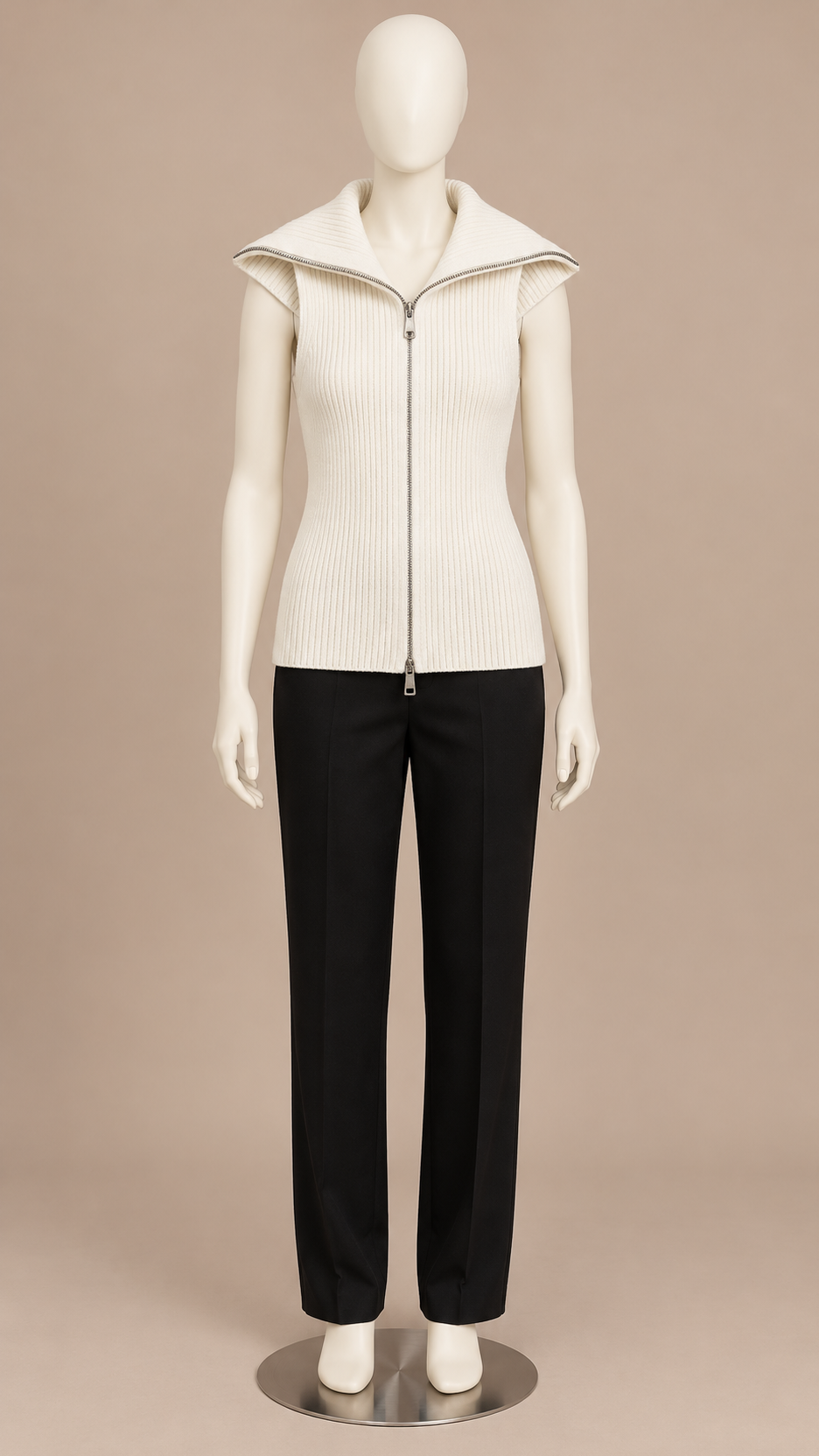 Elowen Wing-Collar Tank — White mannequin front