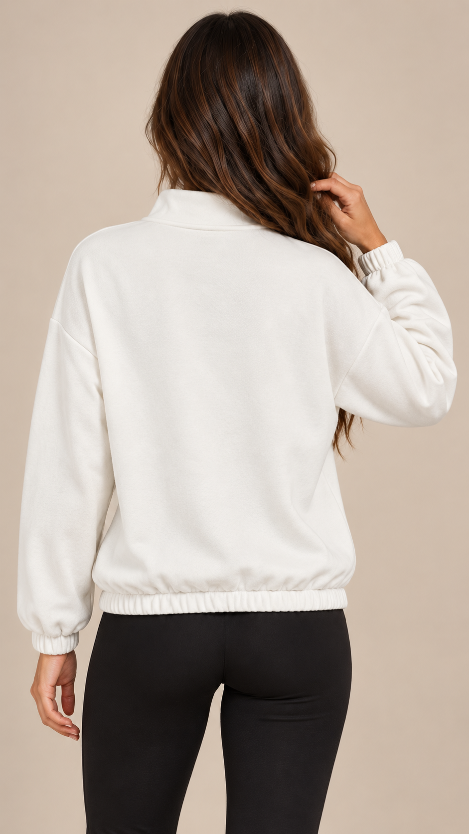 Junia Half-Zip Sweatshirt — White model back