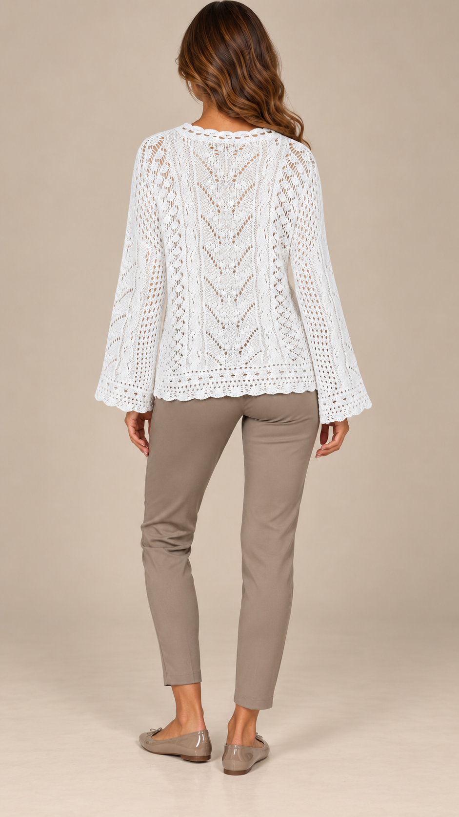 Philippa Pointelle Sweater — White model back