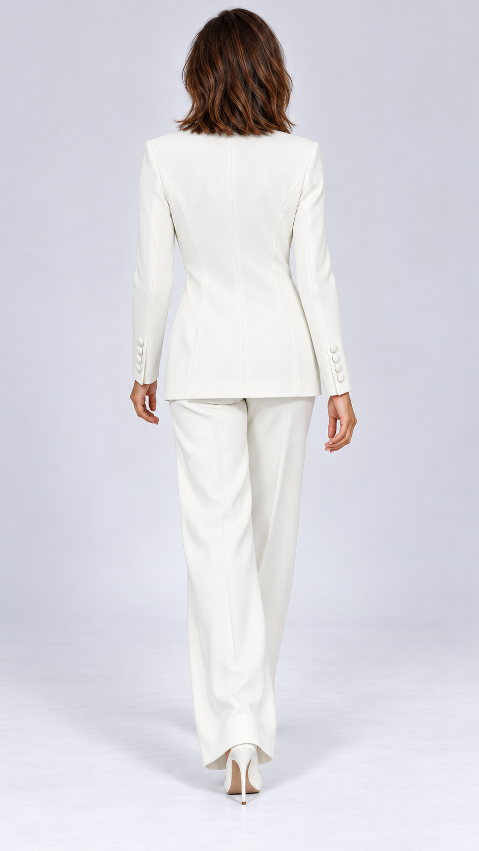 Rowena Sequin-Vine Suit Set — White model back