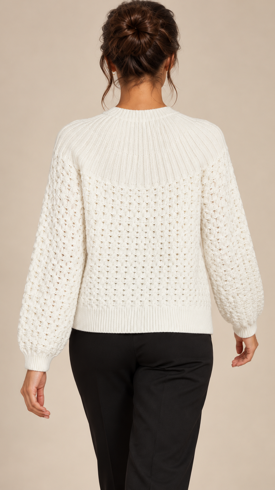 Astrid Honeycomb Cardigan — White model back