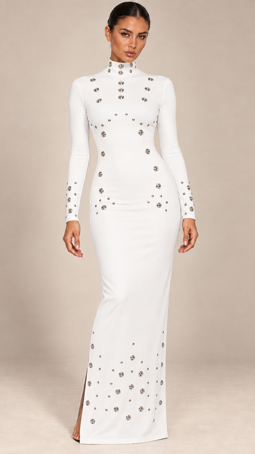 Lisette Rivet Maxi — White model front