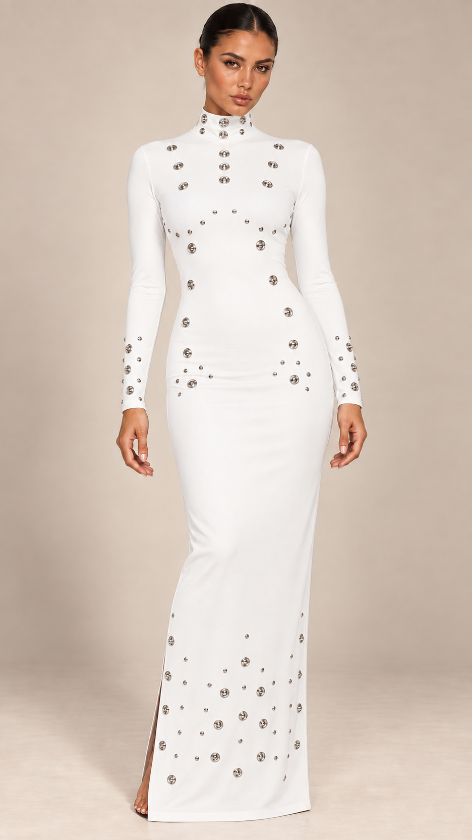 Lisette Rivet Maxi — White model front