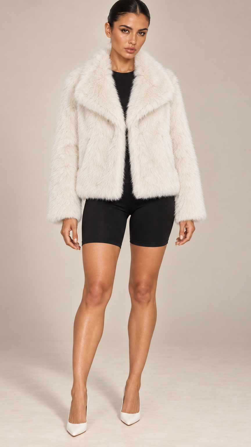 Josette Lapel Jacket — White model front