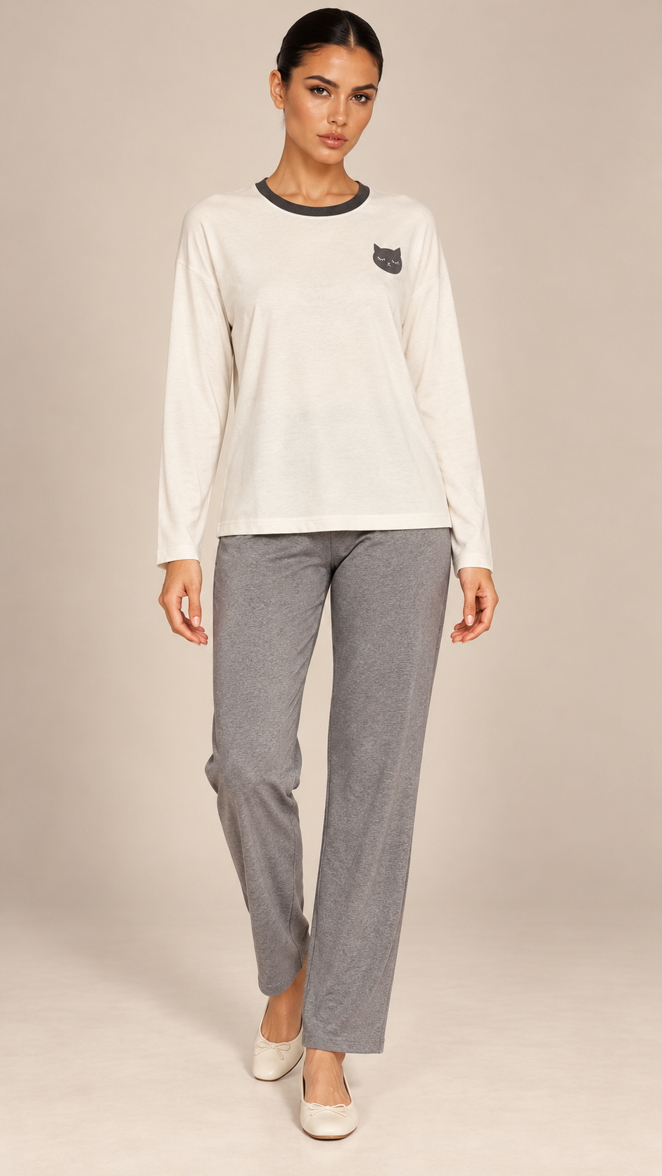 Rosemary Bra-Lined Pajama Set — White model front