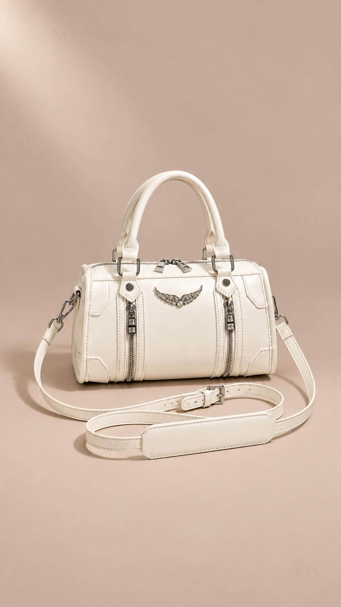 Zadie Studded Wing Bag — White product closed