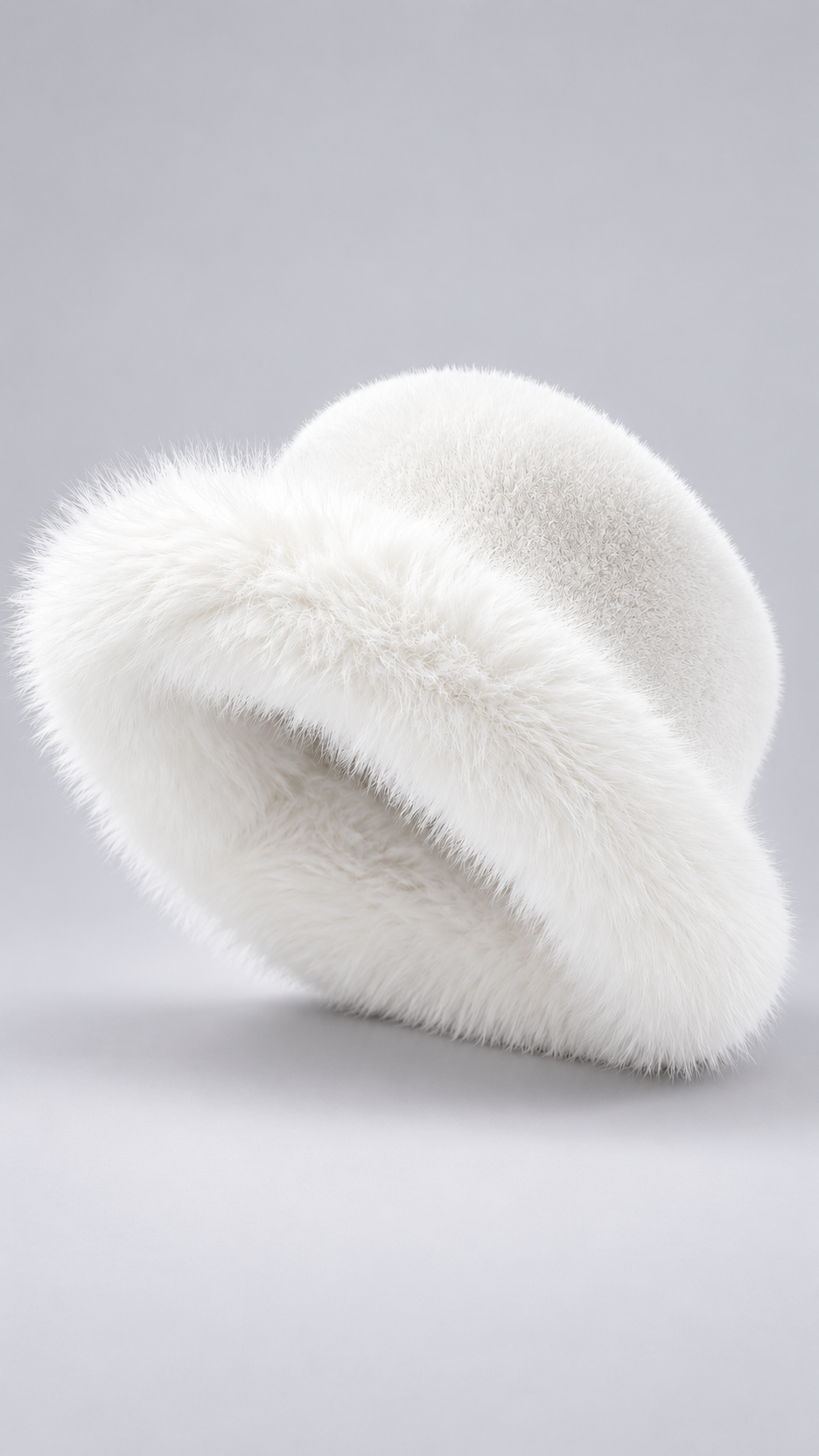 Liliane Mink-Brim Bucket Hat — White product only