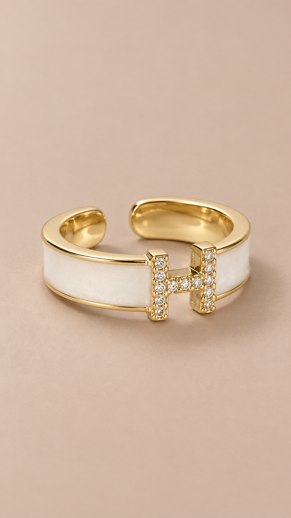 Hazel Enamel H Ring — White product only