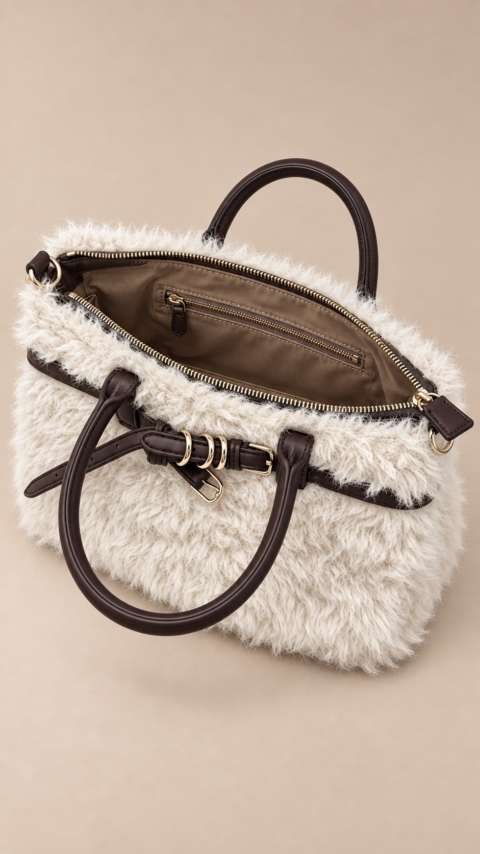 Kolani Plush Boston Bag — White product open