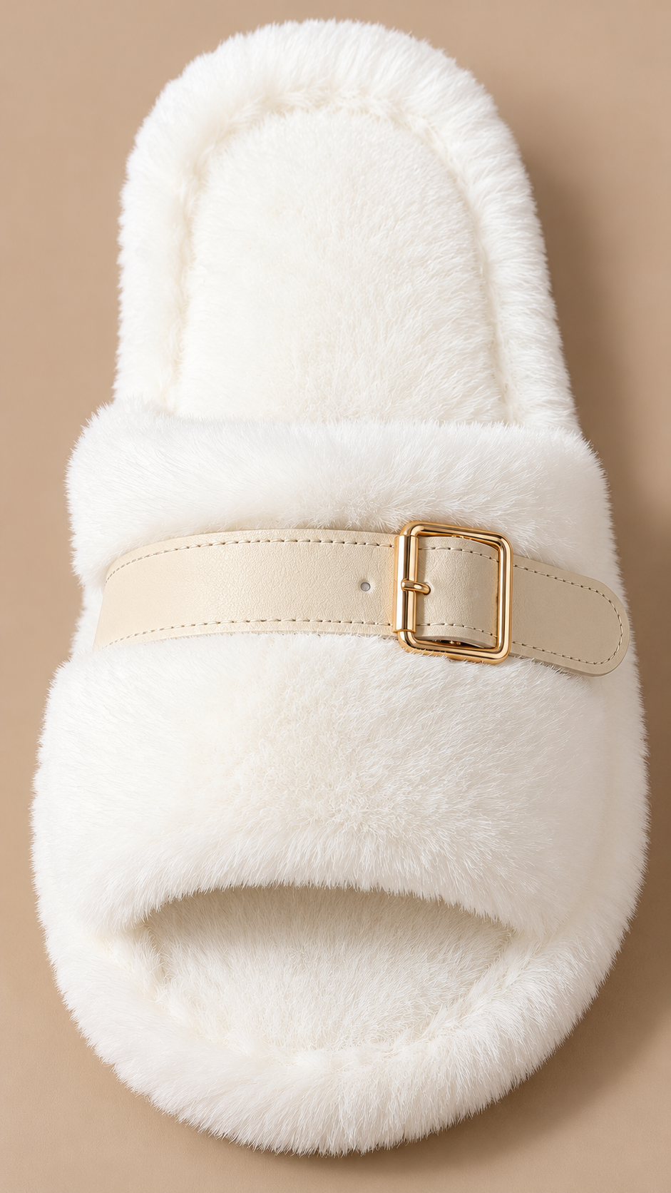 Solange Buckle Slide — White shoe detail
