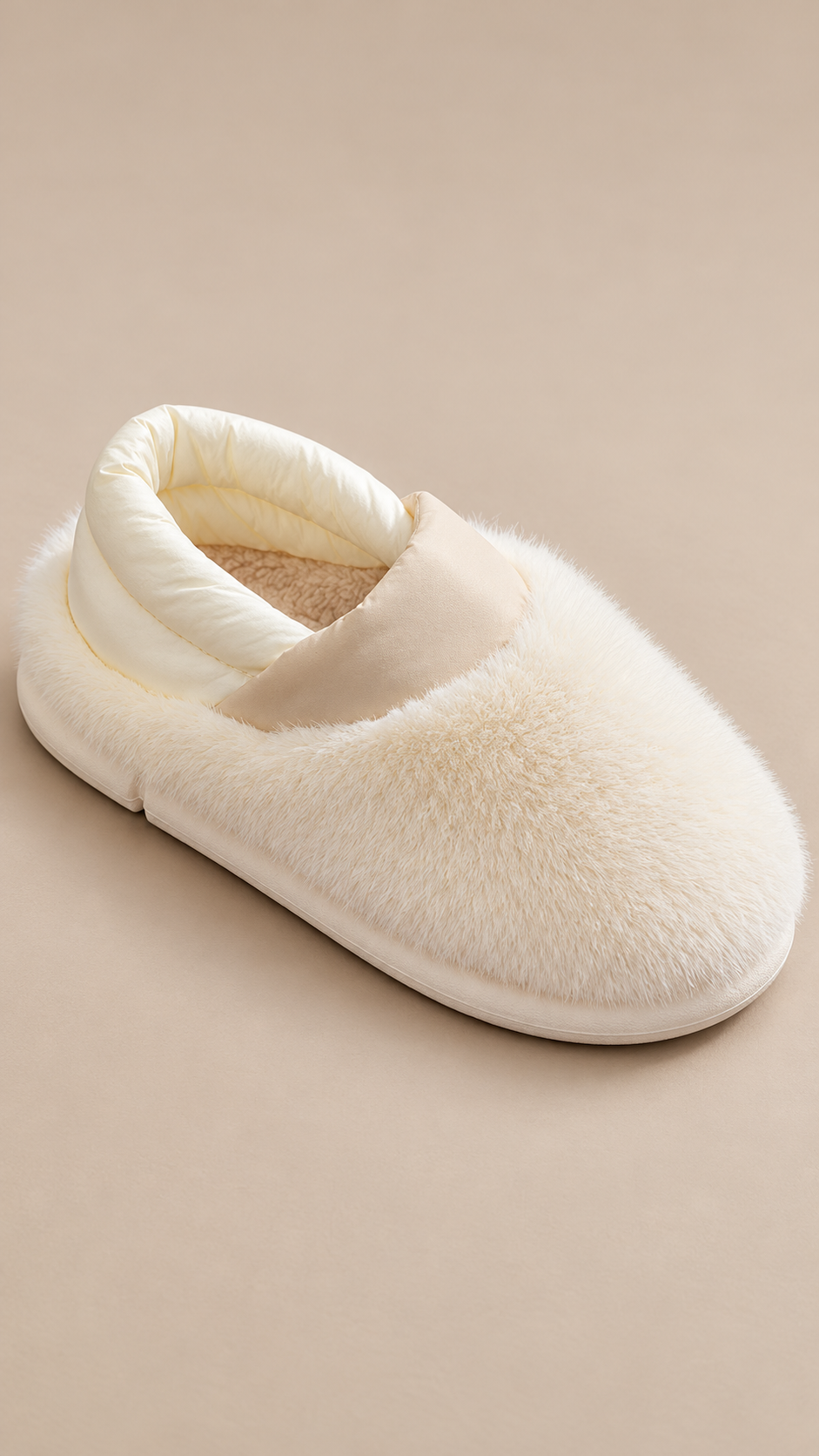 Lucienne Quilt-Collar Slipper — White shoe detail