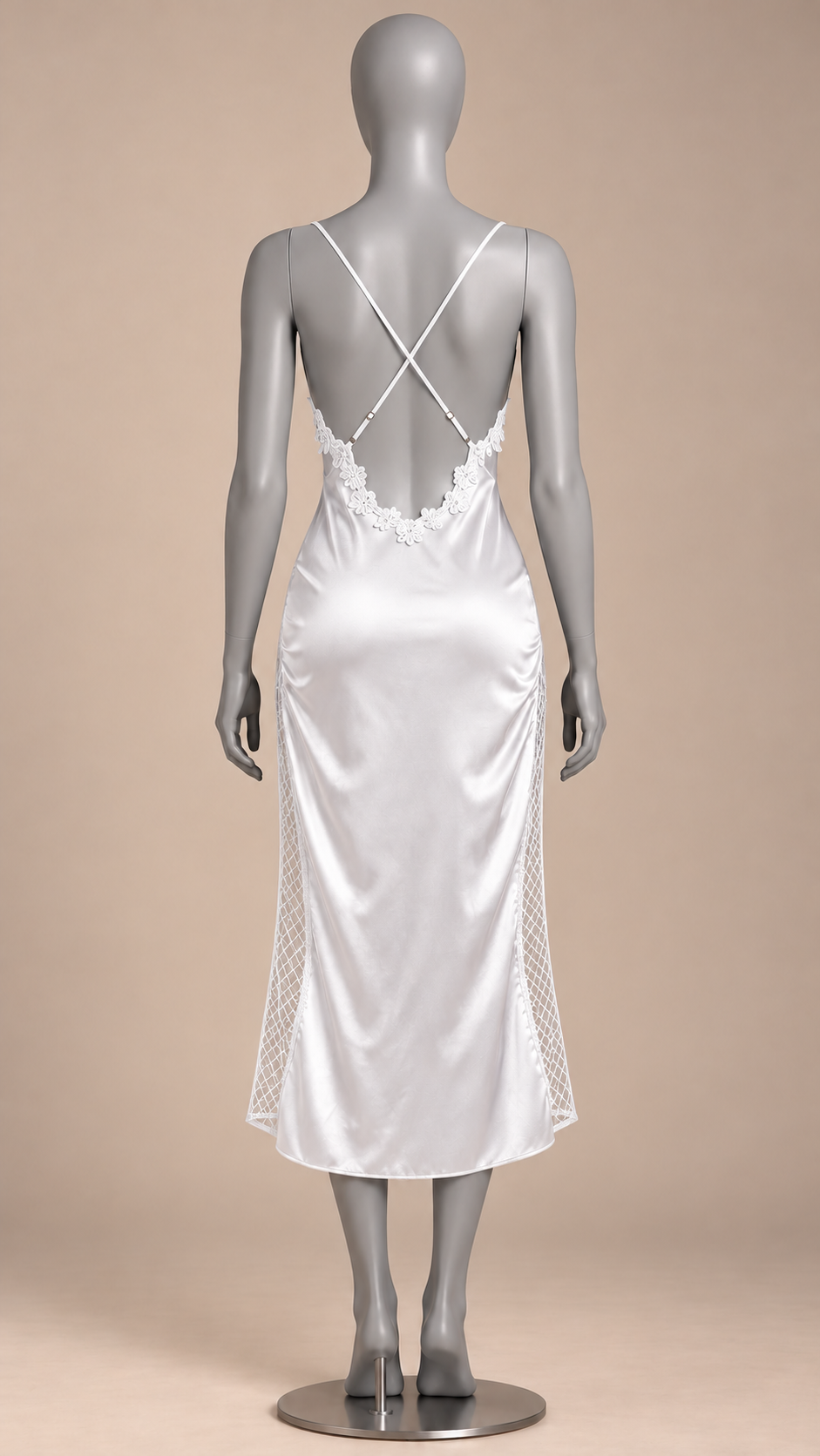 Rosaleen Bell-Sleeve Robe Set — White Slip mannequin back