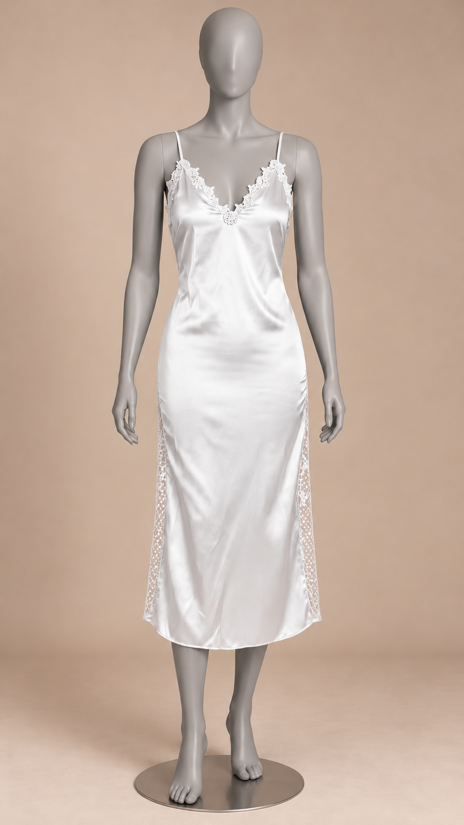 Rosaleen Bell-Sleeve Robe Set — White Slip mannequin front