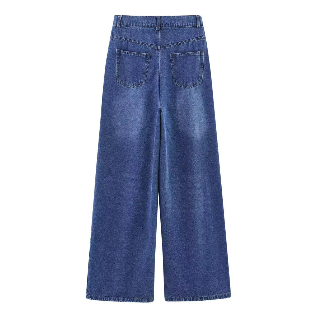 Jeans me këmbë të gjera - me bel të lartë