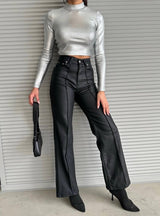 Wide Legs Leather Trouser