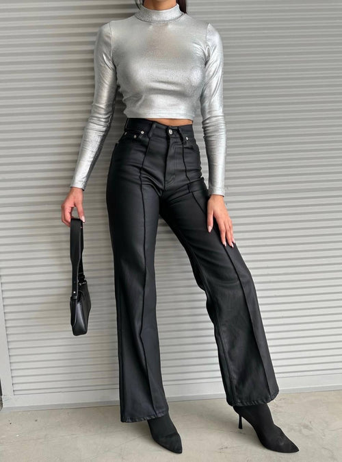 Wide Legs Leather Trouser