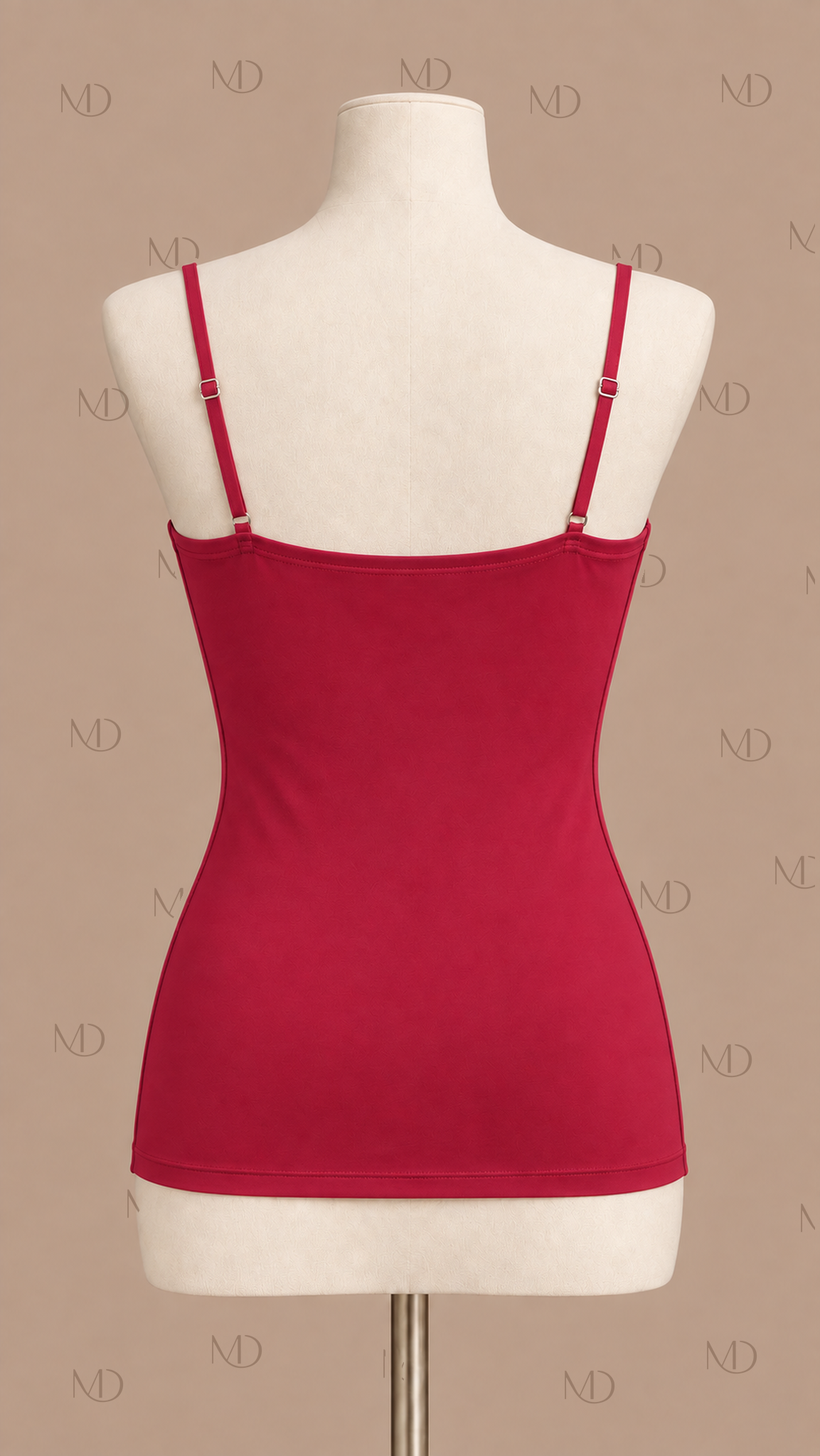 Elise Padded Bustier Cami Top — Wine red mannequin back