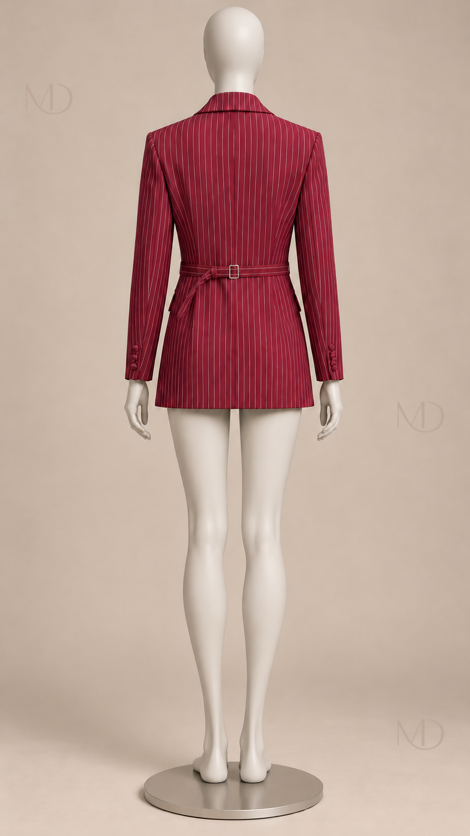 Genevieve Tie-Back Blazer — Wine red mannequin back