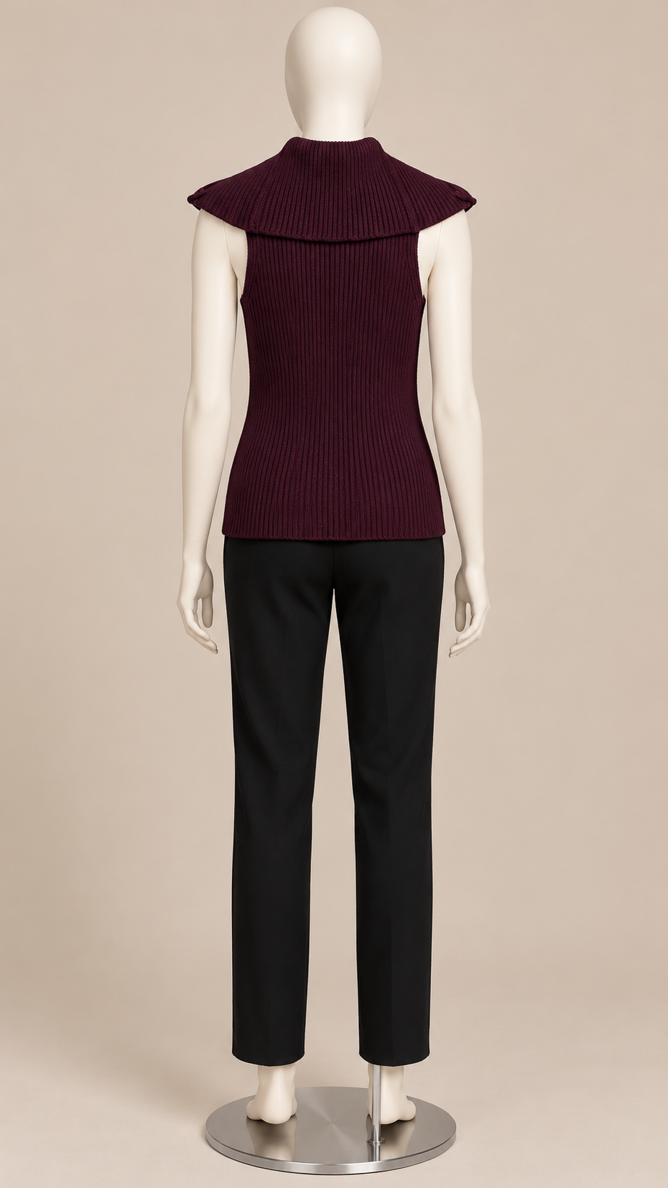 Elowen Wing-Collar Tank — Wine red mannequin back