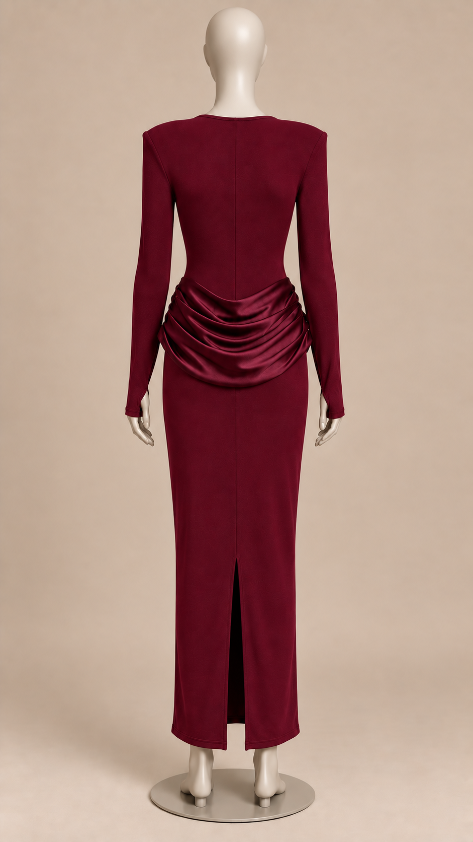 Marnie Ruched Maxi — Wine red mannequin back
