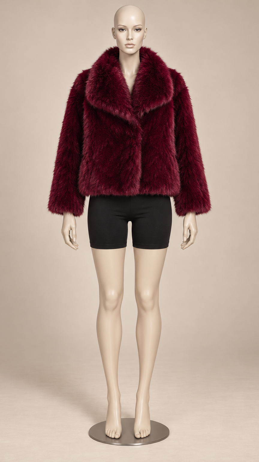 Josette Lapel Jacket — Wine red mannequin front
