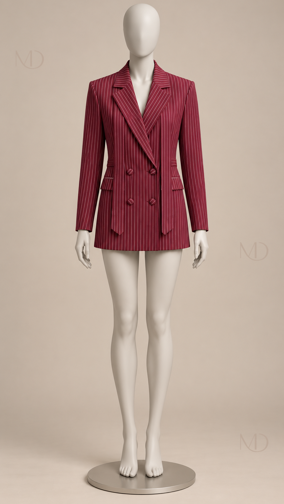 Genevieve Tie-Back Blazer — Wine red mannequin front