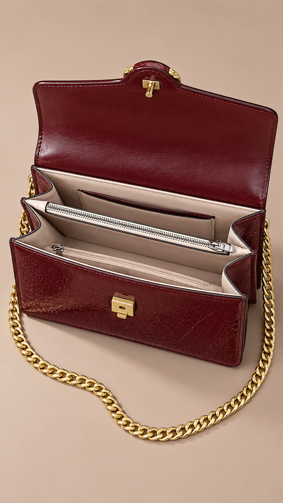 Nova Chain Shoulder Bag — Wine red product open